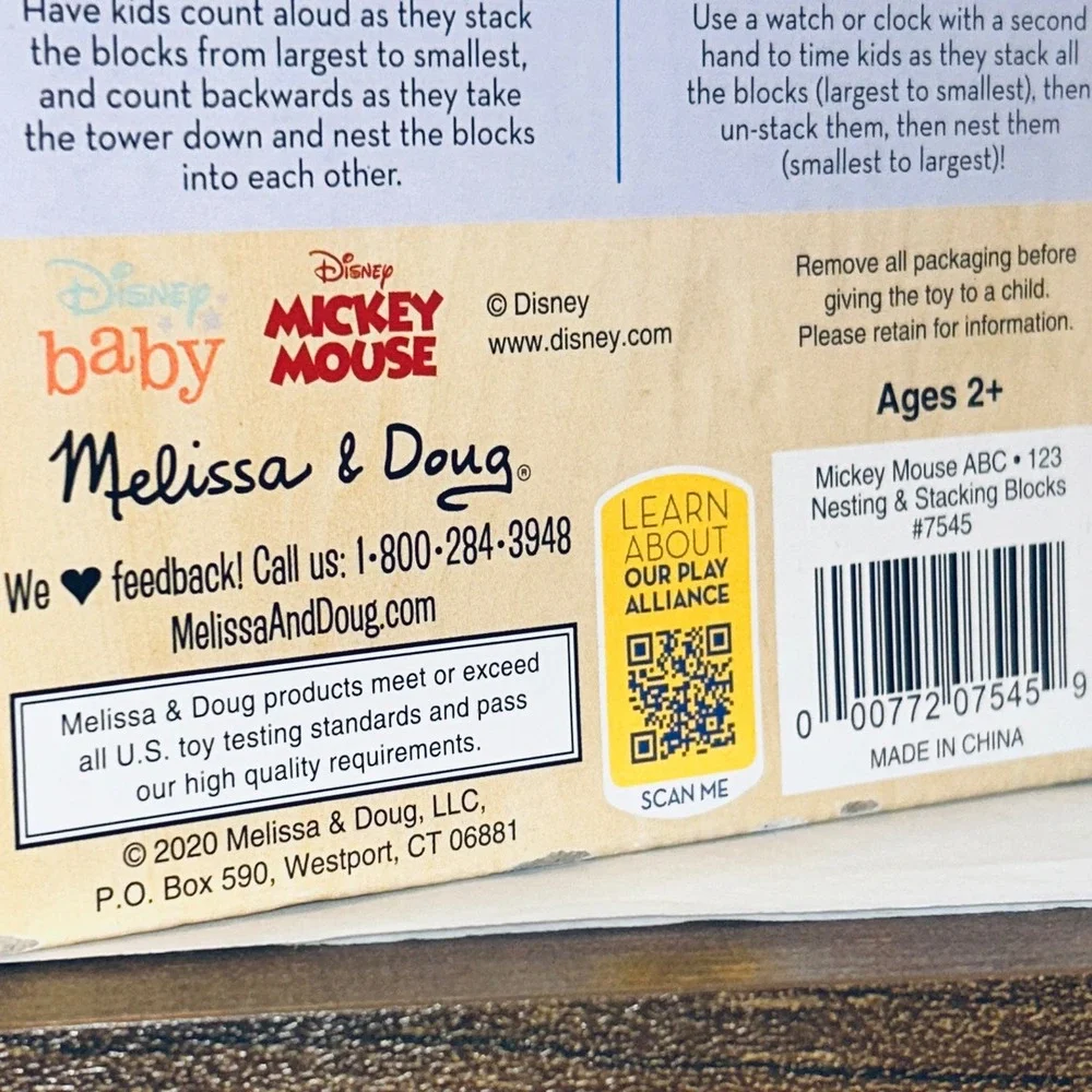 Melissa & Doug Disney Baby Mickey Mouse ABC/123 Nesting & Stacking Blocks Age 2+